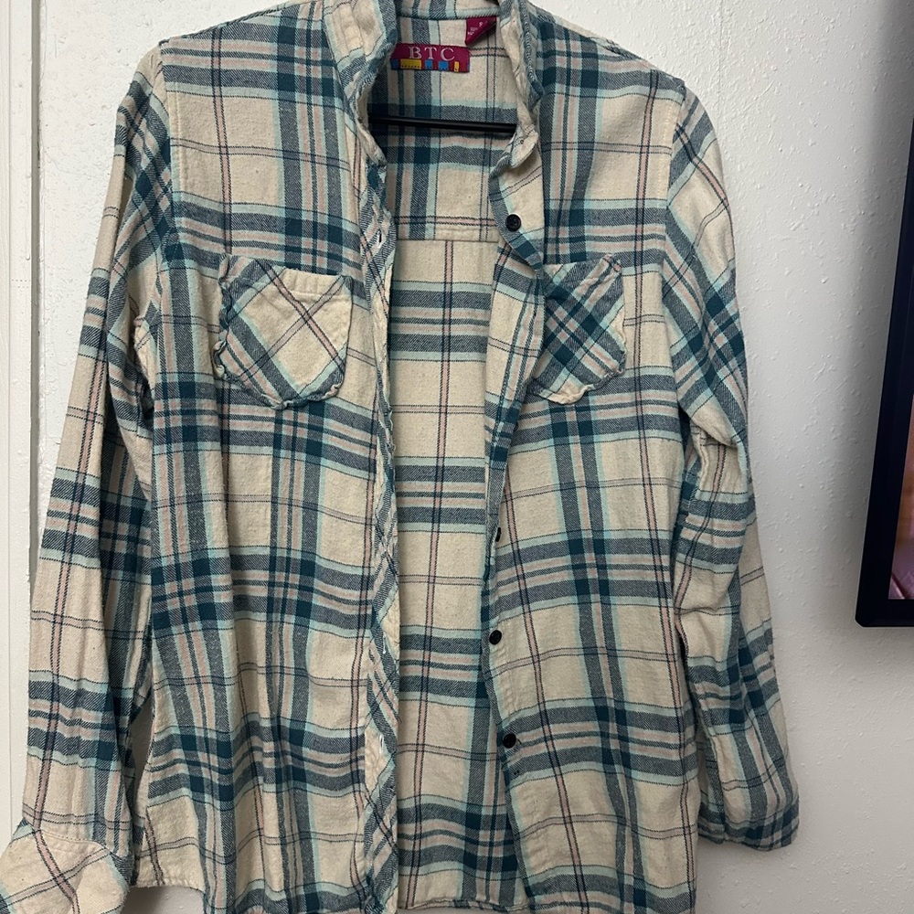 TC Men's Plaid Shirt - Green and Beige